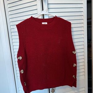 Women’s Red Button-Side Knit Sweater Vest